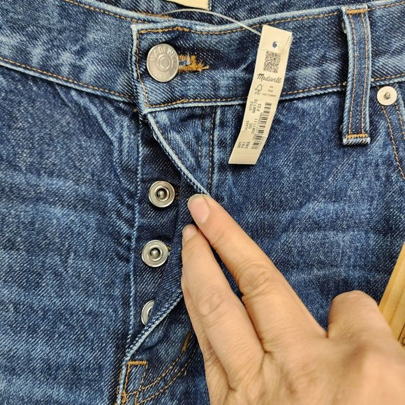 Madewell Jeans Womens 33 Petite Cotton Hi Rise Button Fly Low Slung Straight NWT - Picture 5 of 16